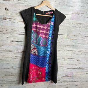 Desigual gray pink midi dress size small